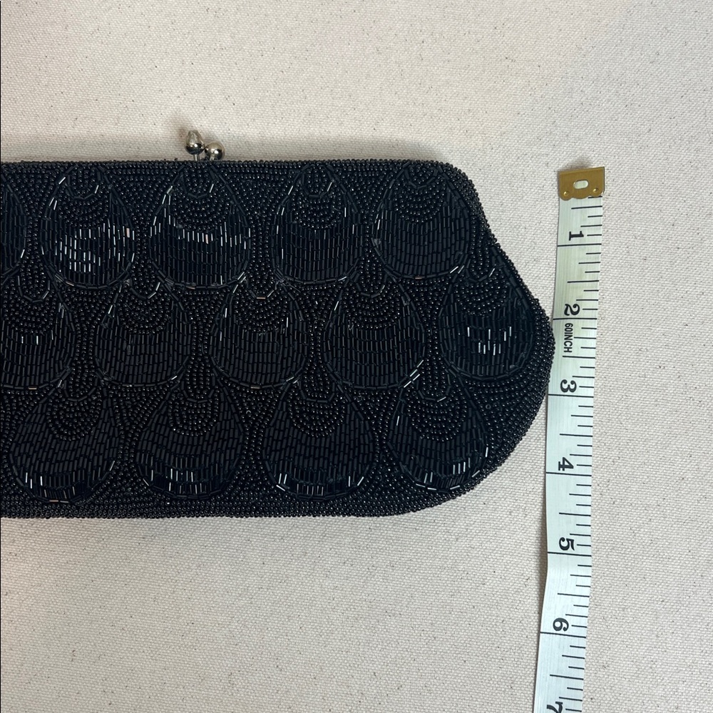 Vintage Black Beaded Evening Clutch Made in Japan – Stunning Hand-Beaded Design - Picture 4 of 10